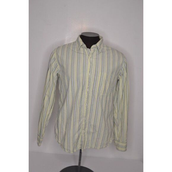 BKE Men's Large Contour Fit Yellow Striped Long Sleeve Button Down Shirt - Picture 1 of 11